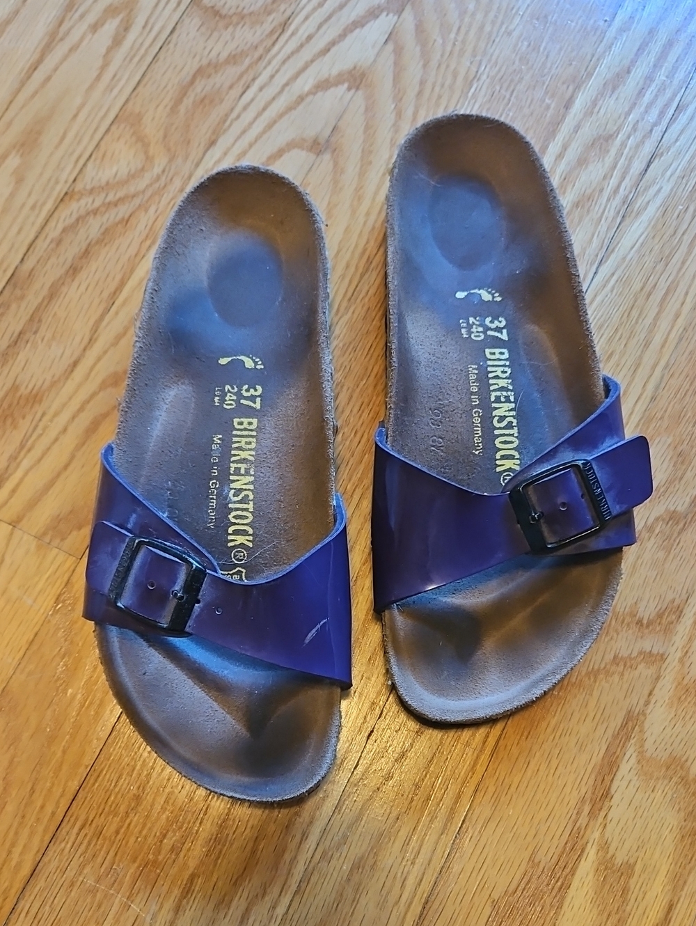 Birkenstock Purple Single-Strap Buckle Slide Sandals